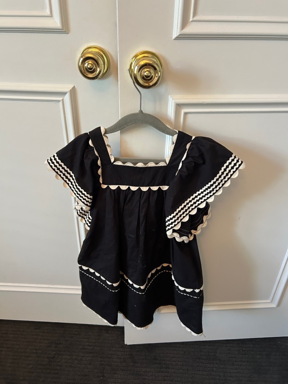 Zara Black Smocked Flutter Sleeve dress size 5